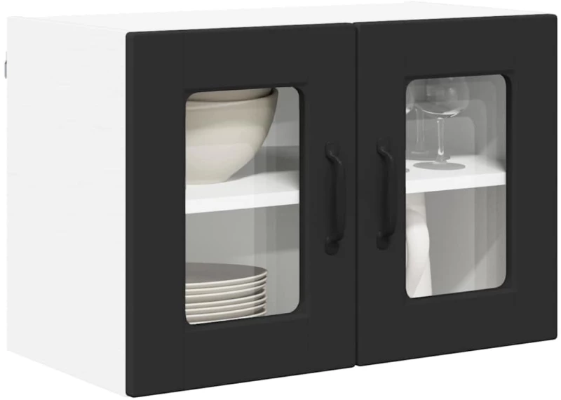 vidaXL Κρεμαστό ντουλάπι κουζίνας με ράφι 2 pcs Μαύρο 60 x 31 x 40 εκ