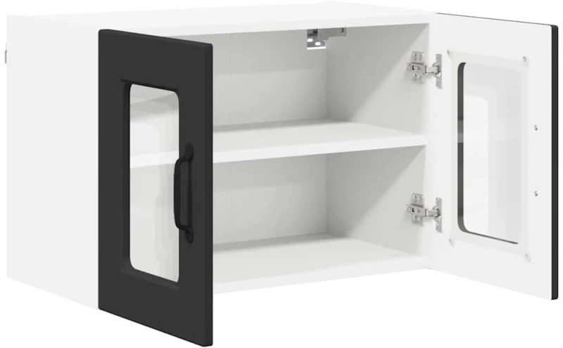 vidaXL Κρεμαστό ντουλάπι κουζίνας με ράφι 2 pcs Μαύρο 60 x 31 x 40 εκ