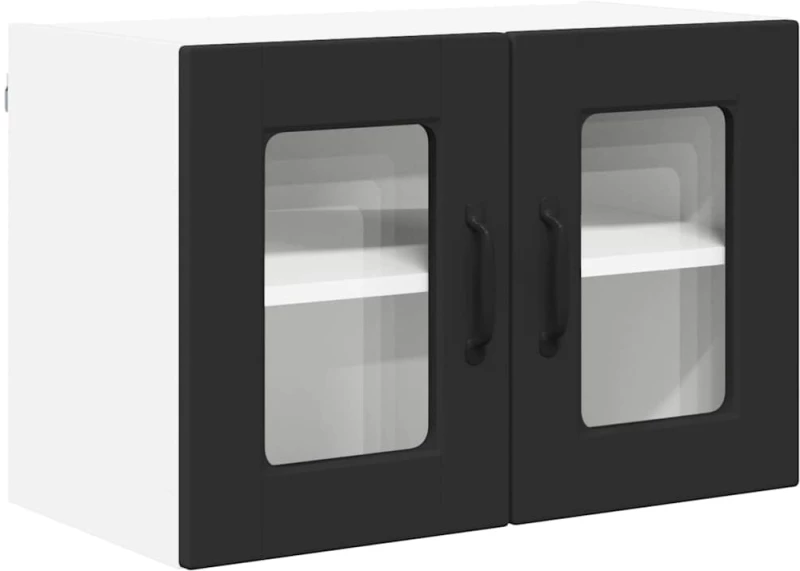 vidaXL Κρεμαστό ντουλάπι κουζίνας με ράφι 2 pcs Μαύρο 60 x 31 x 40 εκ