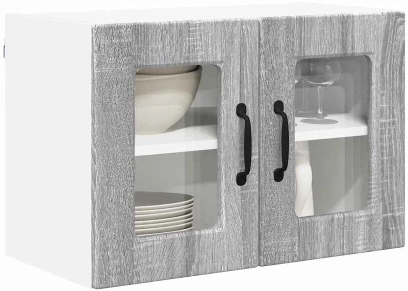 vidaXL Κρεμαστό ντουλάπι κουζίνας 2 pcs Γκρίζο Σονομα 60 x 31 x 40 εκ
