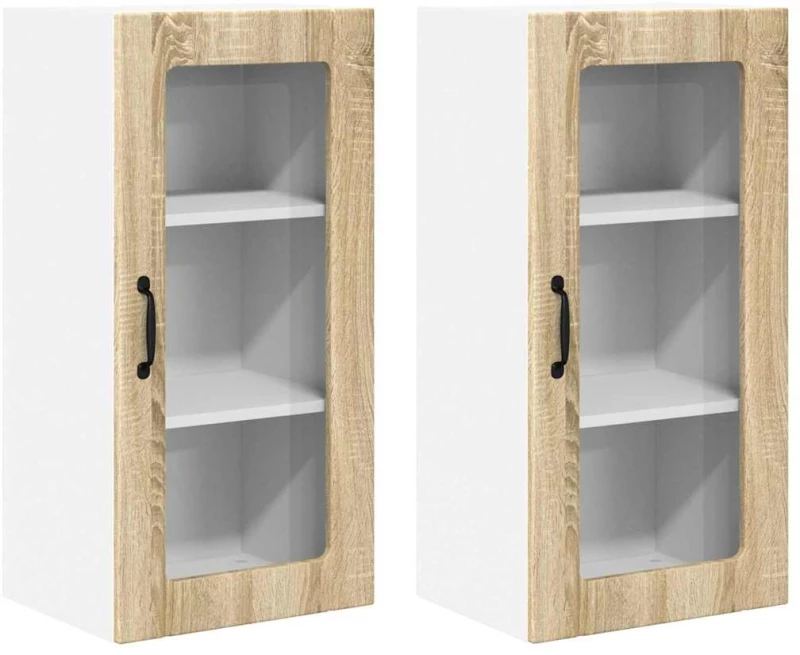 vidaXL Κρεμαστό ντουλάπι κουζίνας 2 pcs Δρύς Sonoma 40 x 31 x 80 εκ.
