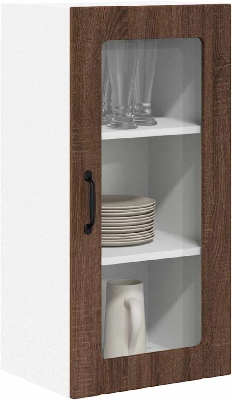 vidaXL Κρεμαστό ντουλάπι κουζίνας 2 pcs Καφέ δρυς 40 x 31 x 80 εκ.
