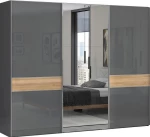 Ντουλάπα συρόμενη τρίφυλλη Agate 280 με καθρέπτη