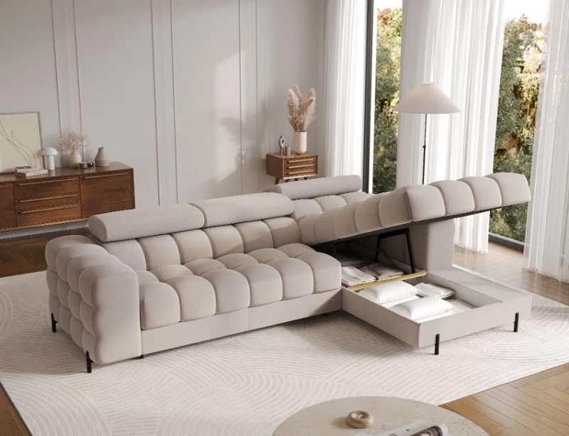 Γωνιακός καναπές Freyia-Beige-Δεξιά