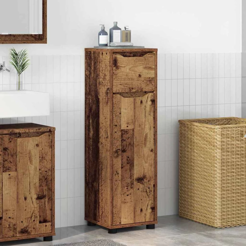 vidaXL Ντουλάπι Μπάνιου με συρτάρι Παλιό Ξύλο 30,5 x 30 x 101 εκ
