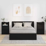 vidaXL Κομοδίνα 2 pcs Μαύρο 40 x 30 x 467 εκ Επεξεργασμένο ξύλο