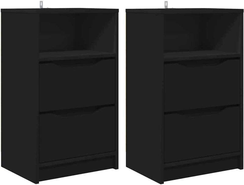 vidaXL Κομοδίνα 2 pcs Μαύρο 40 x 30 x 467 εκ Επεξεργασμένο ξύλο