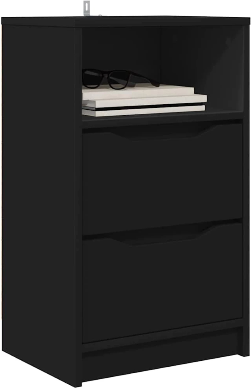vidaXL Κομοδίνα 2 pcs Μαύρο 40 x 30 x 467 εκ Επεξεργασμένο ξύλο