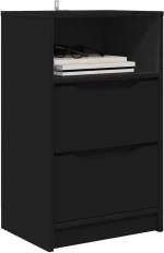 vidaXL Κομοδίνα 2 pcs Μαύρο 40 x 30 x 467 εκ Επεξεργασμένο ξύλο