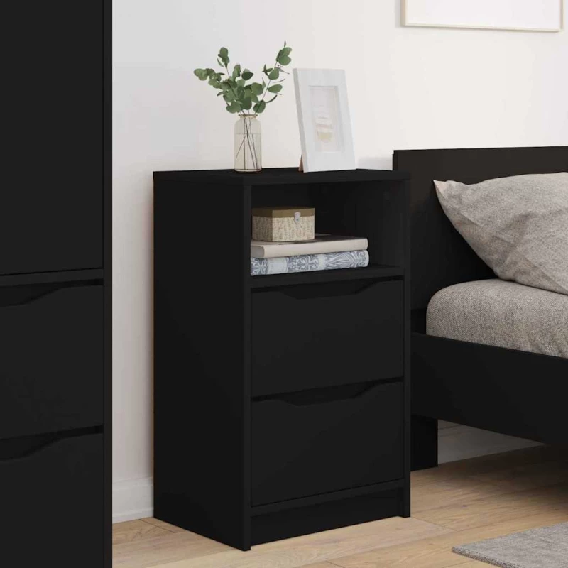 vidaXL Κομοδίνα 2 pcs Μαύρο 40 x 30 x 467 εκ Επεξεργασμένο ξύλο