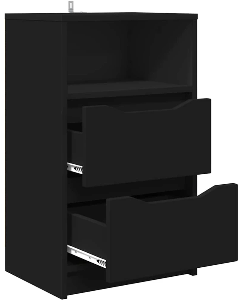 vidaXL Κομοδίνα 2 pcs Μαύρο 40 x 30 x 467 εκ Επεξεργασμένο ξύλο