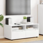 vidaXL Ντουλάπι TV με συρτάρι Υψηλής γυαλάδας λευκό 100 x 48 x 43 εκ.