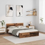 vidaXL Σκελετός Κρεβατιού Παλιό Ξύλο 140 x 190 cm Επεξεργασμένο ξύλο
