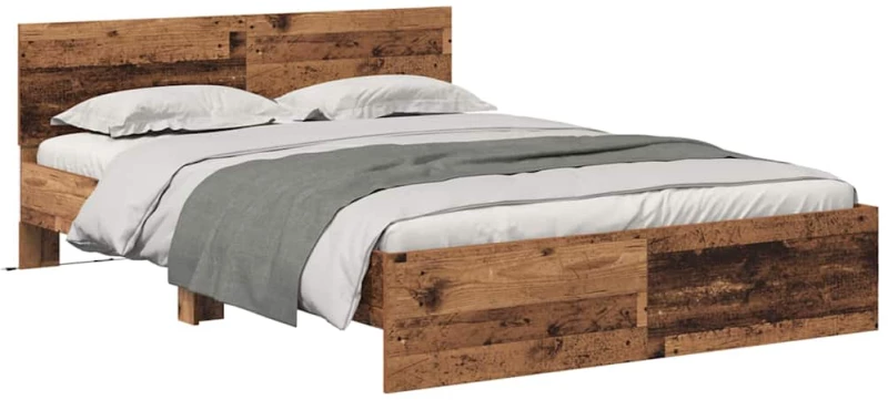 vidaXL Σκελετός Κρεβατιού Παλιό Ξύλο 140 x 190 cm Επεξεργασμένο ξύλο