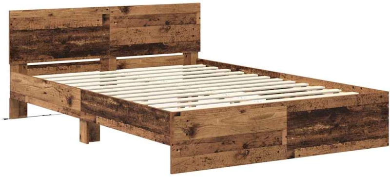 vidaXL Σκελετός Κρεβατιού Παλιό Ξύλο 140 x 190 cm Επεξεργασμένο ξύλο