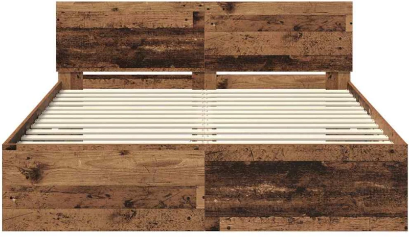 vidaXL Σκελετός Κρεβατιού Παλιό Ξύλο 140 x 190 cm Επεξεργασμένο ξύλο