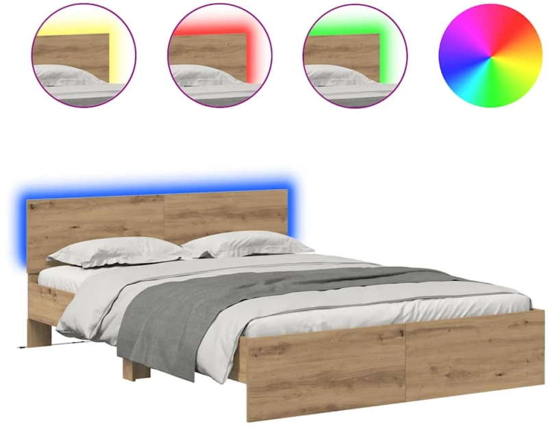 vidaXL Σκελετός Κρεβατιού Artisan Oak 160 x 200 cm Επεξεργασμένο ξύλο