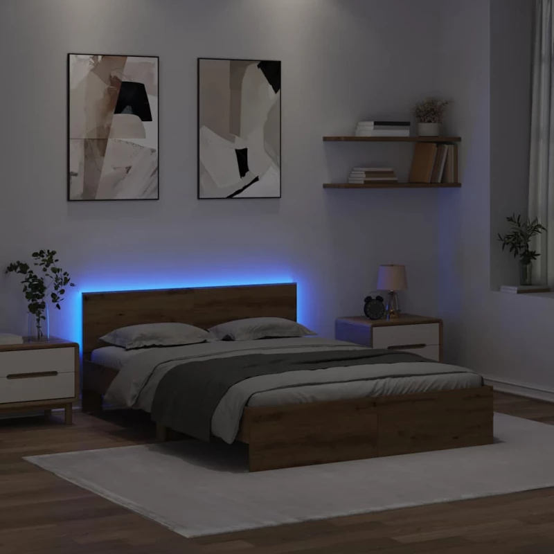 vidaXL Σκελετός Κρεβατιού Artisan Oak 160 x 200 cm Επεξεργασμένο ξύλο