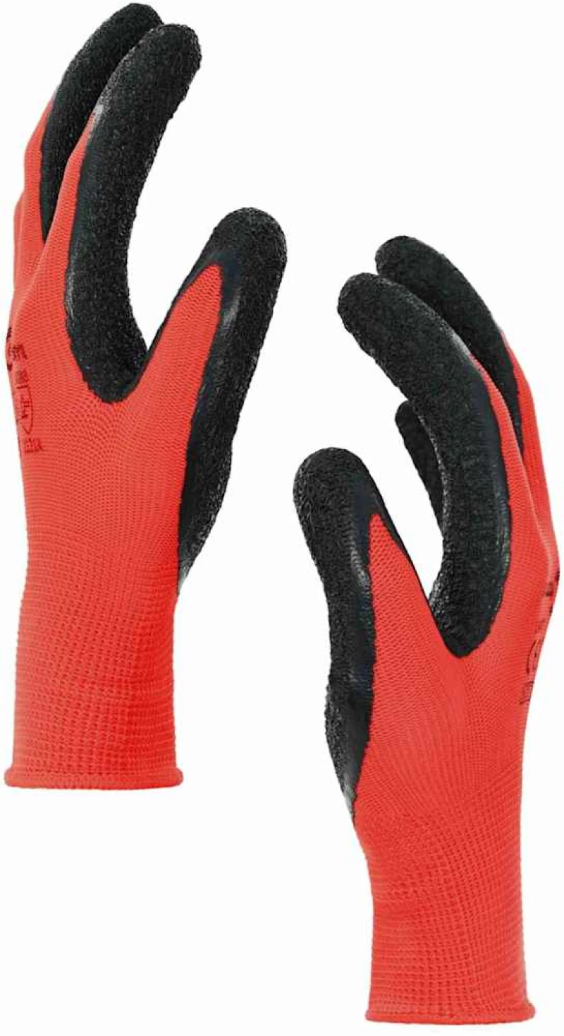 vidaXL Γάντια Εργασίας 12 pcs Κόκκινο και Μαύρο 7 / S