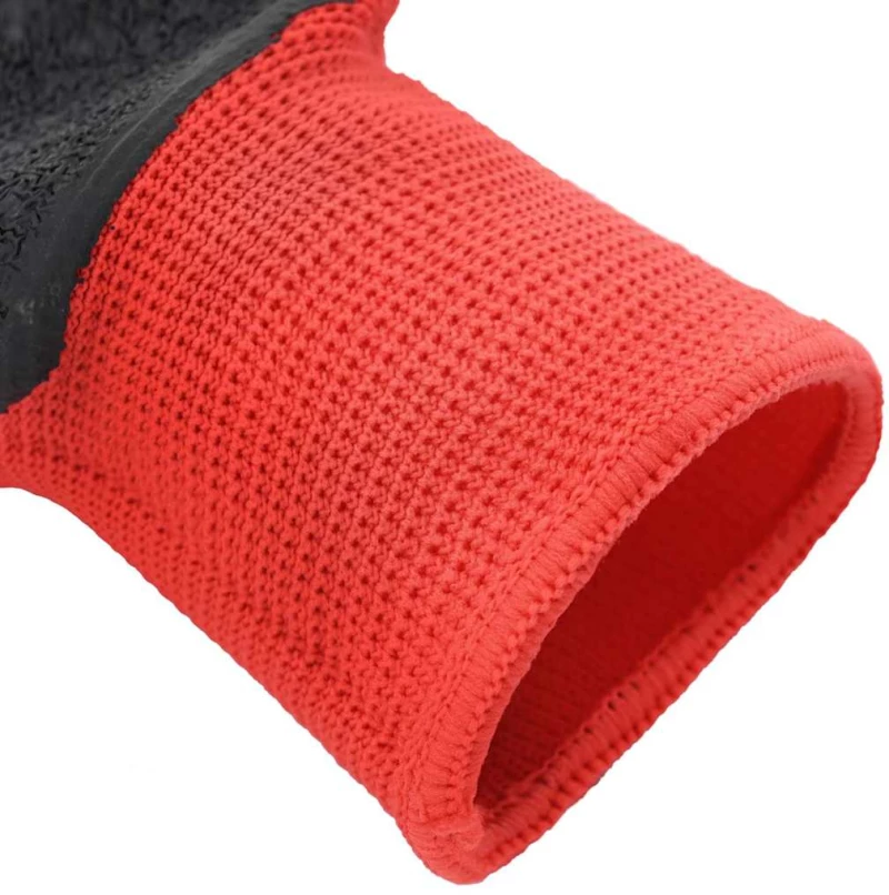 vidaXL Γάντια Εργασίας 12 pcs Κόκκινο και Μαύρο 7 / S