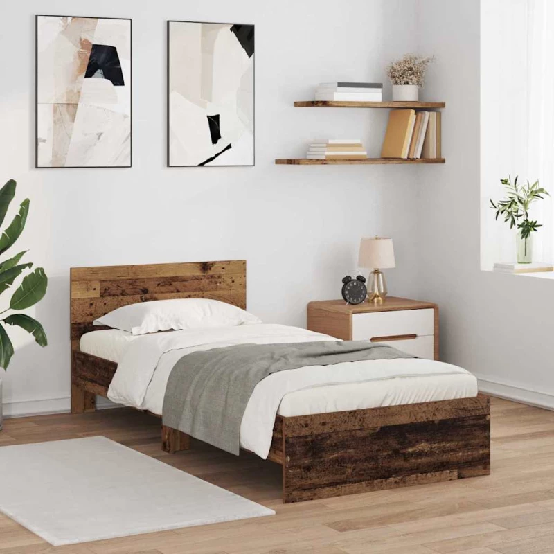 vidaXL Σκελετός Κρεβατιού Παλιό Ξύλο 90 x 190 cm Επεξεργασμένο ξύλο