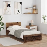 vidaXL Σκελετός Κρεβατιού Παλιό Ξύλο 90 x 190 cm Επεξεργασμένο ξύλο