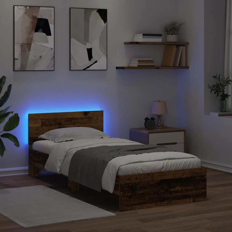 vidaXL Σκελετός Κρεβατιού Παλιό Ξύλο 90 x 190 cm Επεξεργασμένο ξύλο