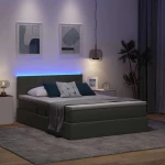 vidaXL Κρεβάτι με αποθηκευτικό χώρο και LED Σκούρο Γκρι 140 x 200 cm