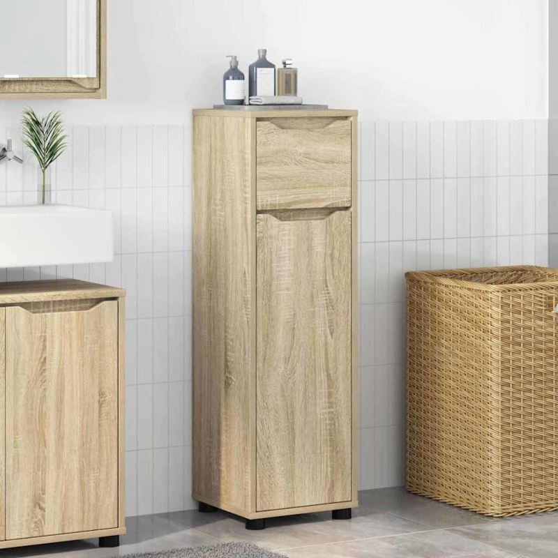 vidaXL Ντουλάπι Μπάνιου με συρτάρι Δρύς Sonoma 30,5 x 30 x 101 εκ