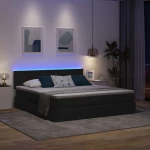 vidaXL Κρεβάτι με αποθηκευτικό χώρο και LED Μαύρο 160 x 200 cm