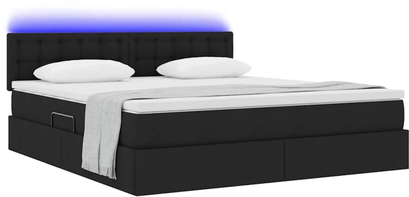 vidaXL Κρεβάτι με αποθηκευτικό χώρο και LED Μαύρο 160 x 200 cm