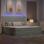 vidaXL Κρεβάτι με αποθηκευτικό χώρο και LED Ανοιχτό γκρι 200 x 200 cm