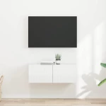 vidaXL Ντουλάπι Τηλεόρασης Τοίχου Επιτοίχιο 2 pcs Λαμπερό Λευκό