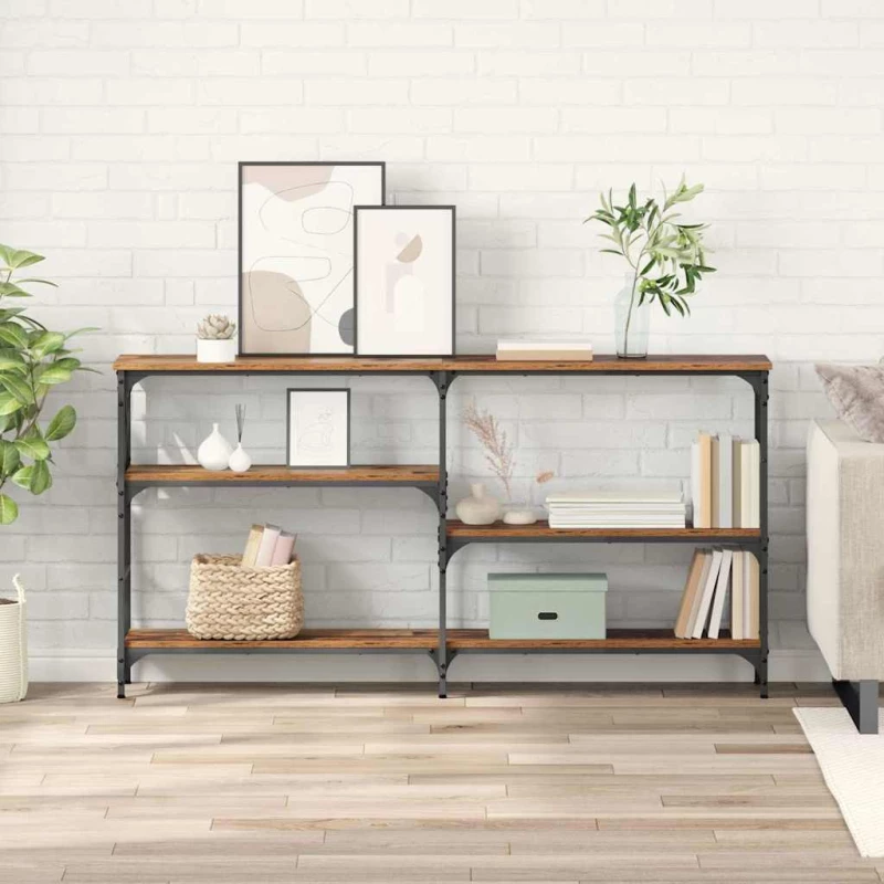 vidaXL Τραπέζι κονσόλας με ράφι Παλιό ξύλο 150 x 29 x 76,5 εκ