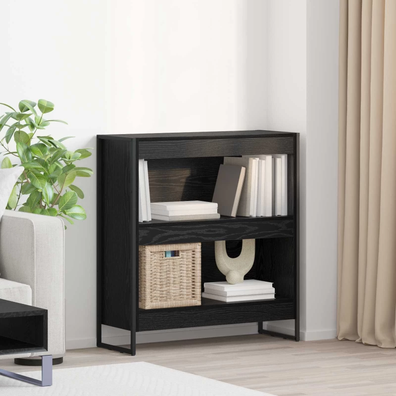 vidaXL Βιβλιοθήκη Μαύρη Οξυά 80 x 30 x 155 εκ Επεξεργασμένο ξύλο