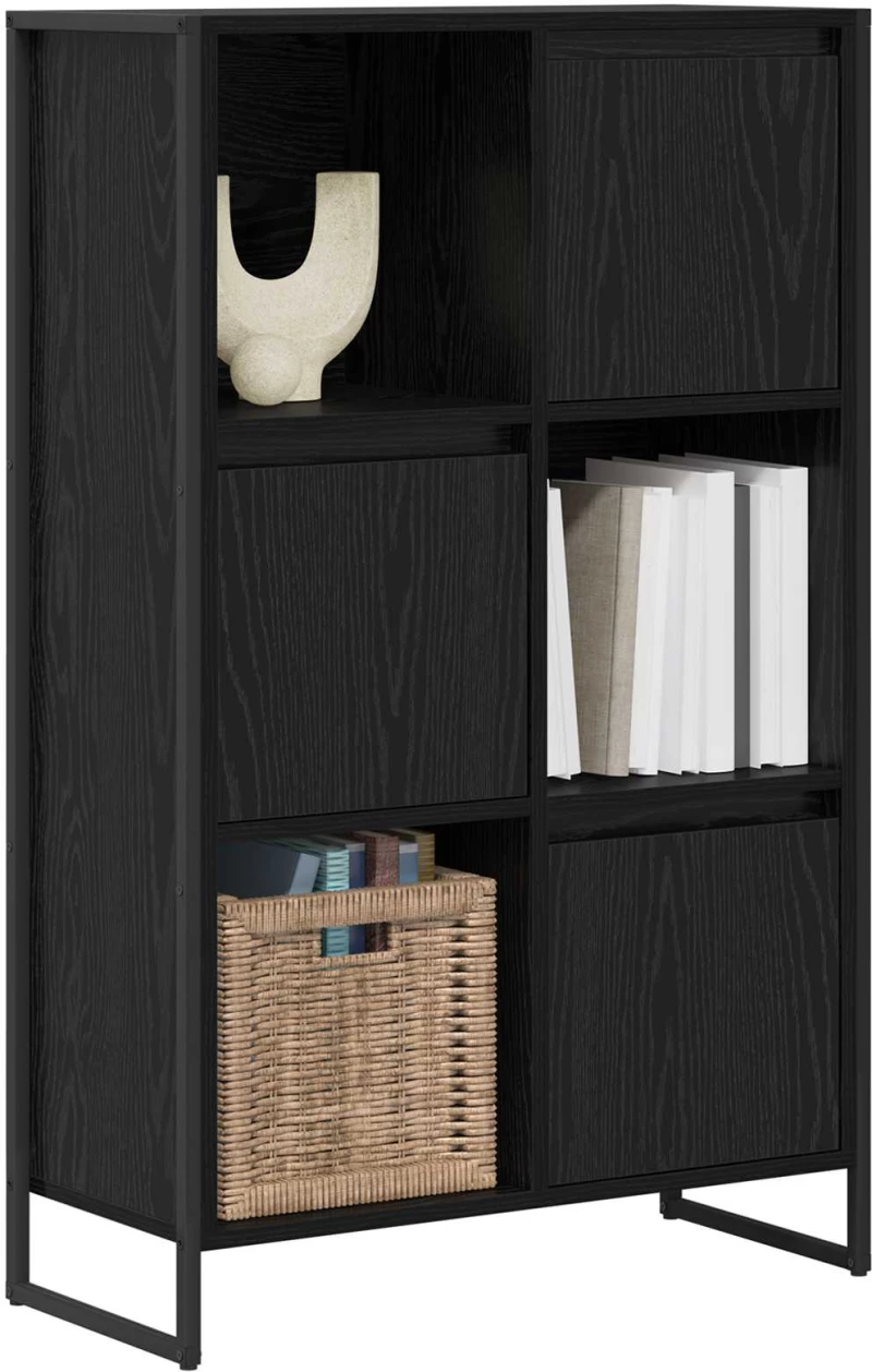 vidaXL Βιβλιοθήκη Μαύρη Οξυά 68 x 30 x 108.5 εκ. Επεξεργασμένο ξύλο