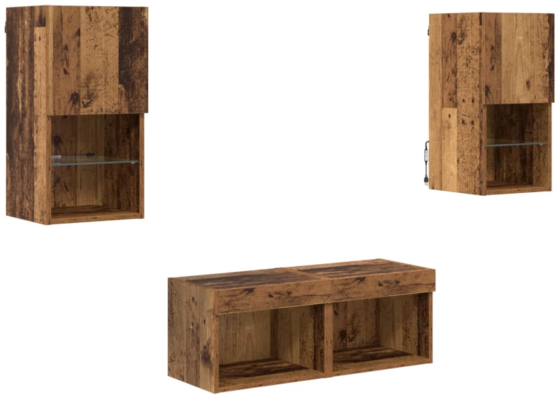vidaXL Βάσεις τηλεόρασης Επιτοίχιο 4 pcs Παλιό Ξύλο 30,5 x 30 x 60 εκ.