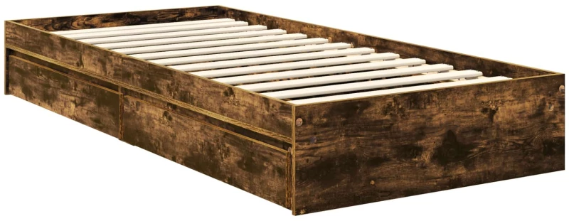 vidaXL Κρεβάτι Αποθήκης Καπνιστό Δρύς 90 x 190 cm Επεξεργασμένο ξύλο