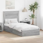 vidaXL Κρεβάτι Αποθήκης Γκρίζο Σονομα 90 x 190 cm Επεξεργασμένο ξύλο