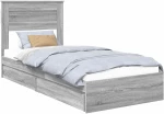 vidaXL Κρεβάτι Αποθήκης Γκρίζο Σονομα 90 x 190 cm Επεξεργασμένο ξύλο