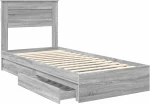 vidaXL Κρεβάτι Αποθήκης Γκρίζο Σονομα 90 x 190 cm Επεξεργασμένο ξύλο