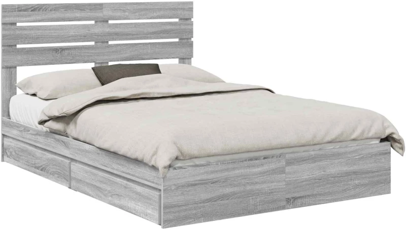vidaXL Κρεβάτι Αποθήκης Γκρίζο Σονομα 140 x 200 cm Επεξεργασμένο ξύλο