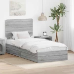 vidaXL Κρεβάτι Αποθήκης Γκρίζο Σονομα 100 x 200 cm Επεξεργασμένο ξύλο