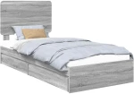 vidaXL Κρεβάτι Αποθήκης Γκρίζο Σονομα 100 x 200 cm Επεξεργασμένο ξύλο
