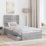 vidaXL Κρεβάτι Αποθήκης Γκρίζο Σονομα 100 x 200 cm Επεξεργασμένο ξύλο