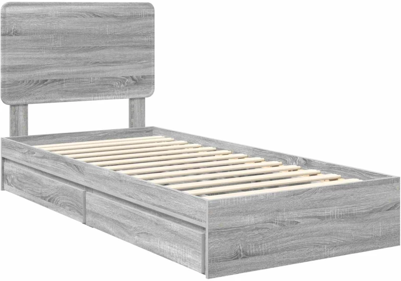 vidaXL Κρεβάτι Αποθήκης Γκρίζο Σονομα 100 x 200 cm Επεξεργασμένο ξύλο