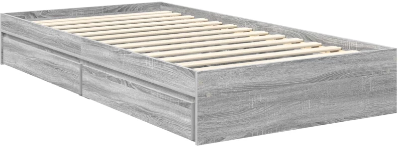 vidaXL Κρεβάτι Αποθήκης Γκρίζο Σονομα 100 x 200 cm Επεξεργασμένο ξύλο