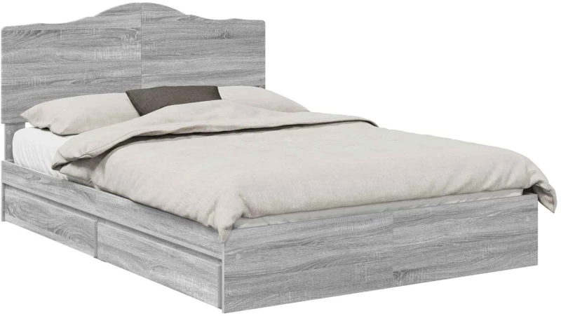 vidaXL Κρεβάτι Αποθήκης Γκρίζο Σονομα 140 x 200 cm Επεξεργασμένο ξύλο