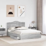 vidaXL Κρεβάτι Αποθήκης Γκρίζο Σονομα 140 x 200 cm Επεξεργασμένο ξύλο