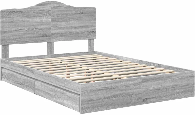 vidaXL Κρεβάτι Αποθήκης Γκρίζο Σονομα 140 x 200 cm Επεξεργασμένο ξύλο
